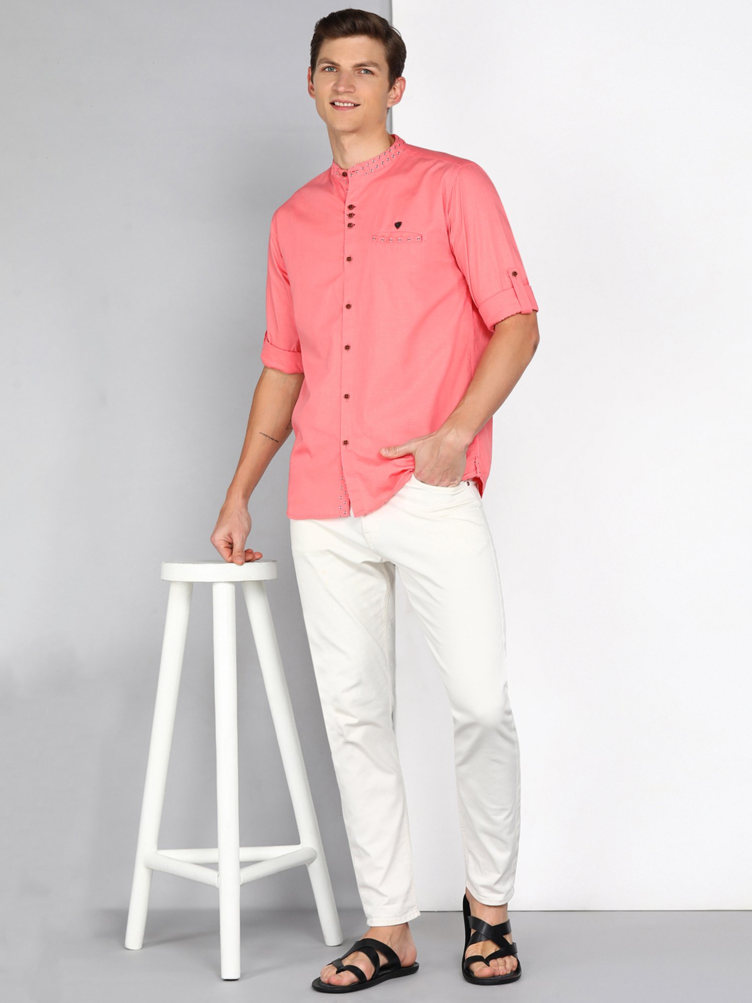 Kuons Avenue Rose Pink Slim Fit Shirt