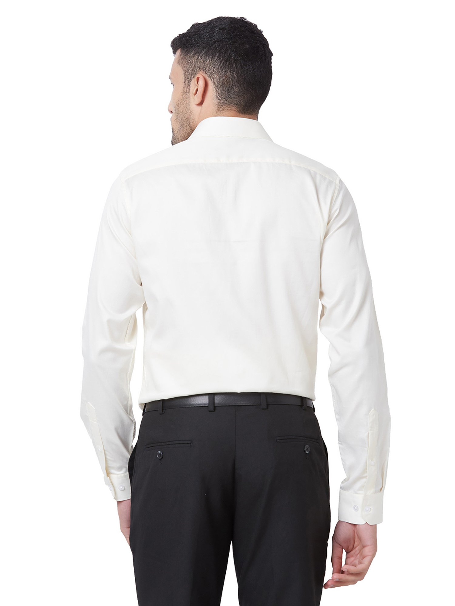 Kenneth Cole Light Yellow Slim Fit Cotton Shirt