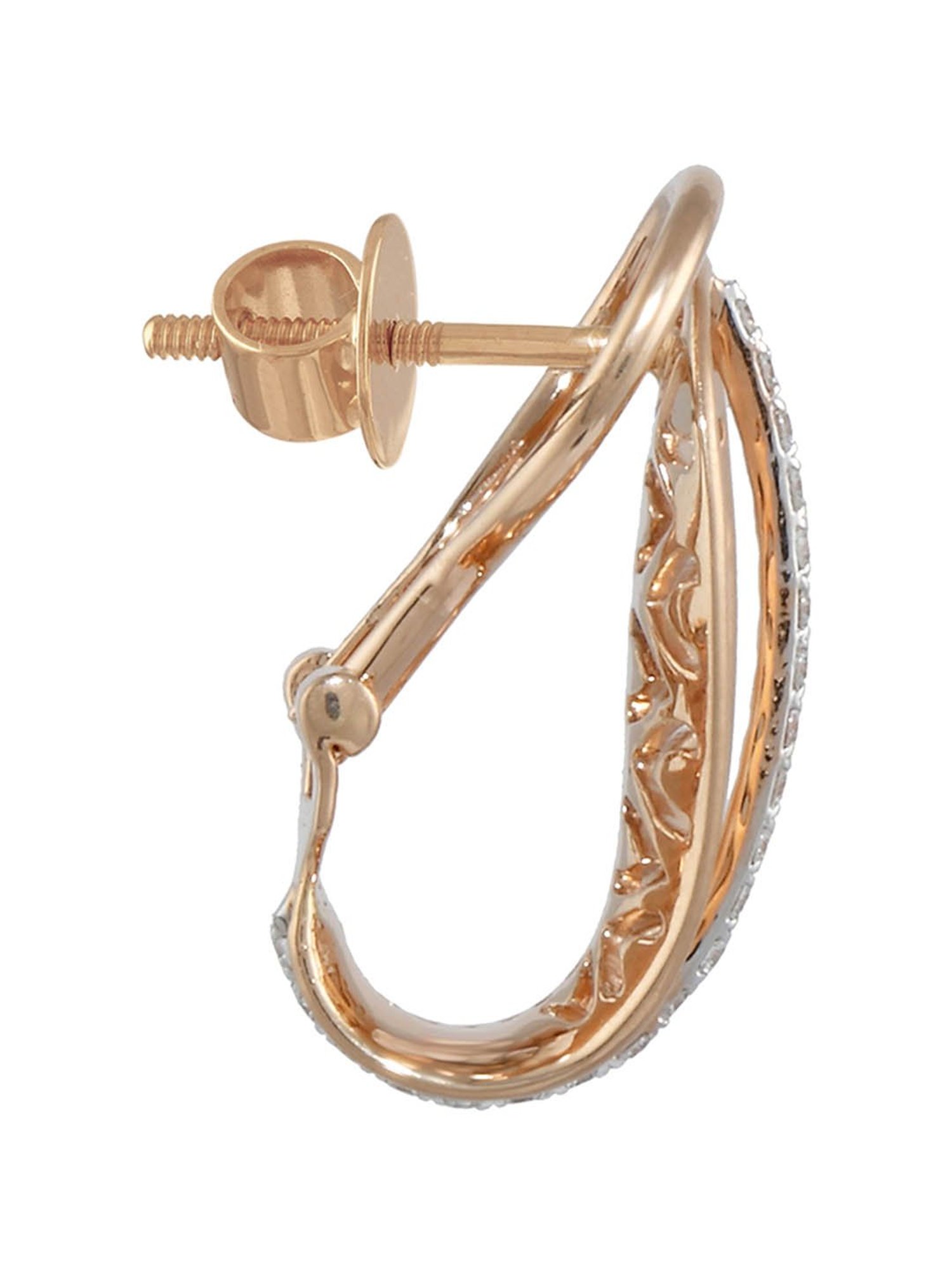 Waman Hari Pethe Jewellers 18k Rose Gold & Diamond Earrings