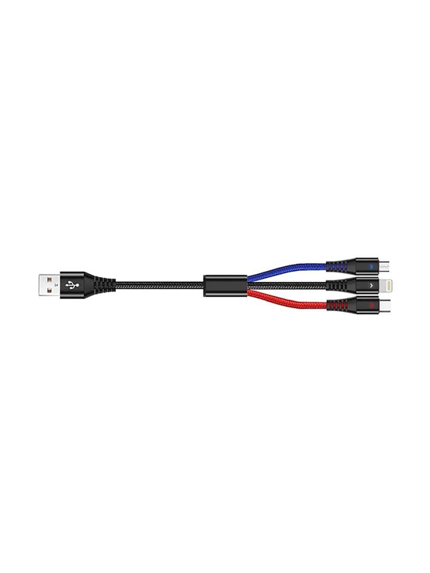 Moerdon MUC - 3in1 3.5A Fast Charging USB Cable with Colorful Indicator (Multicolor)