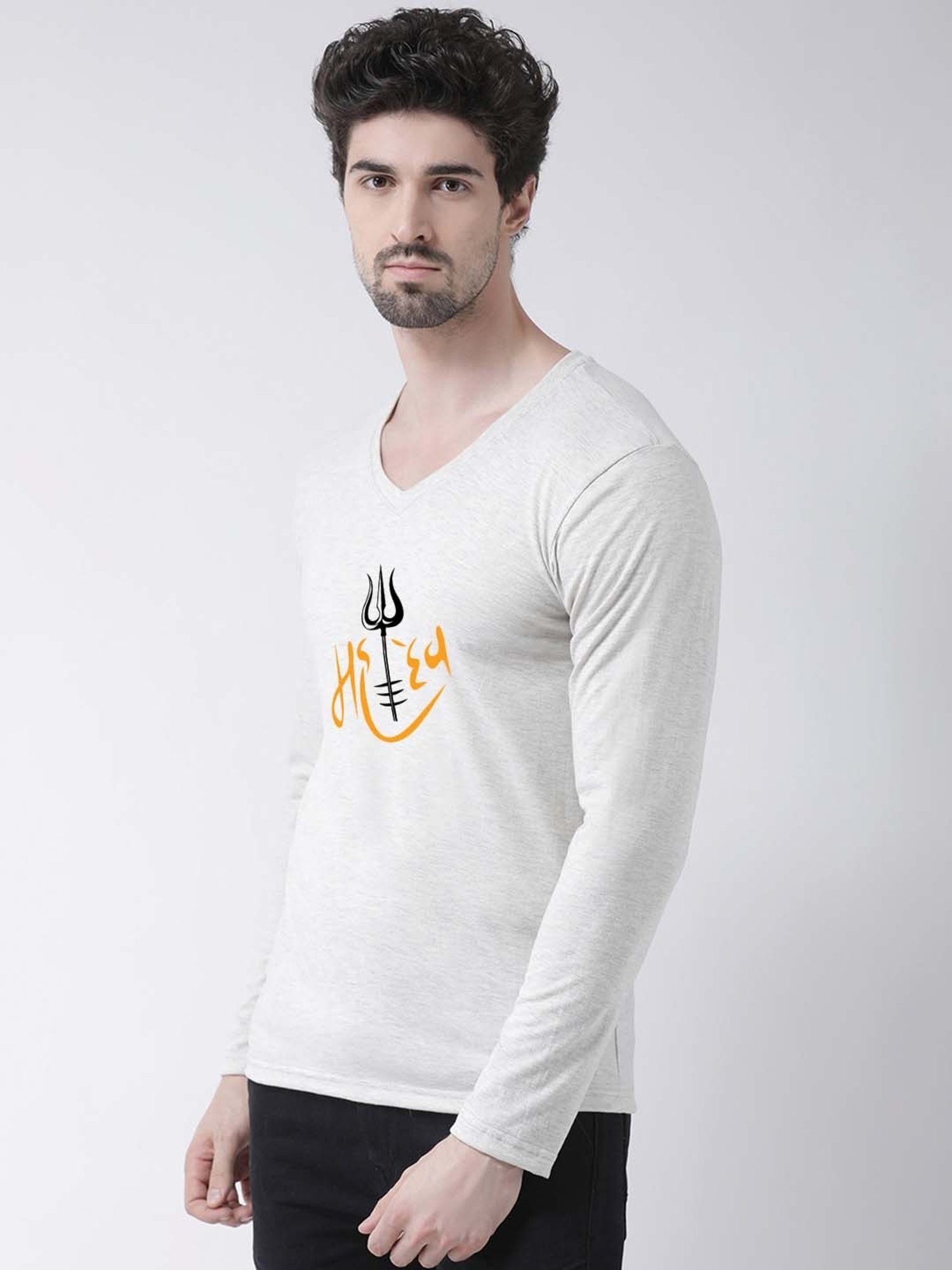 Friskers Grey Cotton Slim Fit Printed T-Shirt