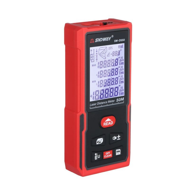 SNDWAY 50M Portable Laser Distance Meter Handheld Digital Laser Rangefinder Intelligent High Precision Infrared Electronic Ruler Laser Ruler Distance Measuring Instrument