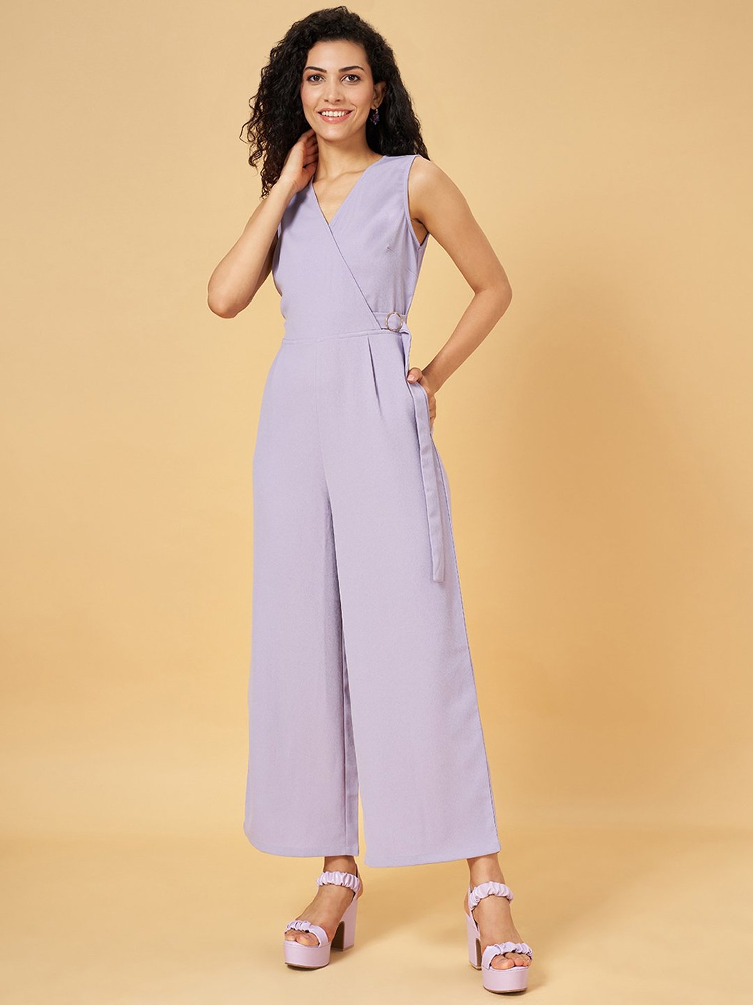 Honey by Pantaloons Lilac Sleeveless Jumpsuit