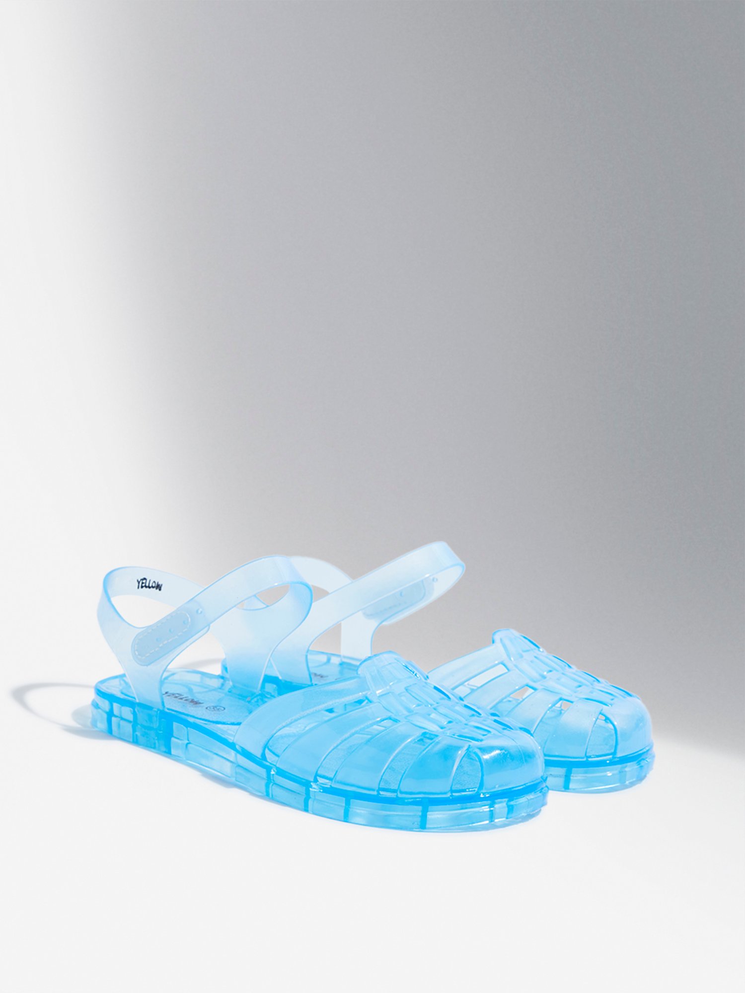 Yellow by Westside Light Blue Vinyl Multi-Strap Sandals