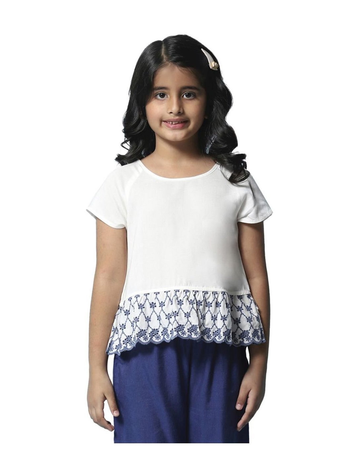 Biba Girls White Regular Fit Top