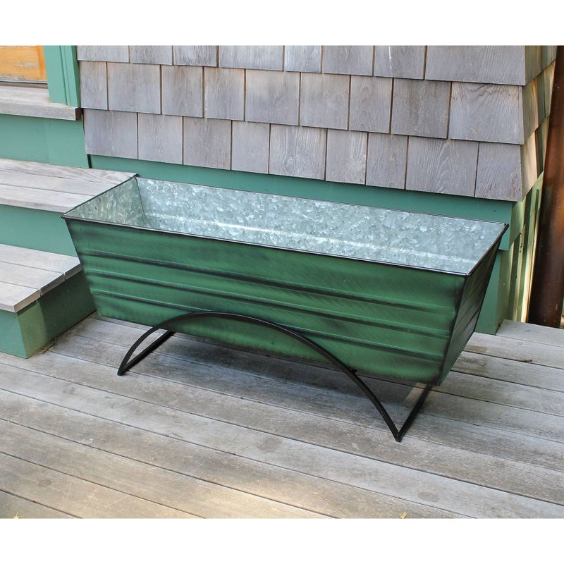 35.25" Large Galvanized Steel Flower Box with Odette Stand Green - ACHLA Designs