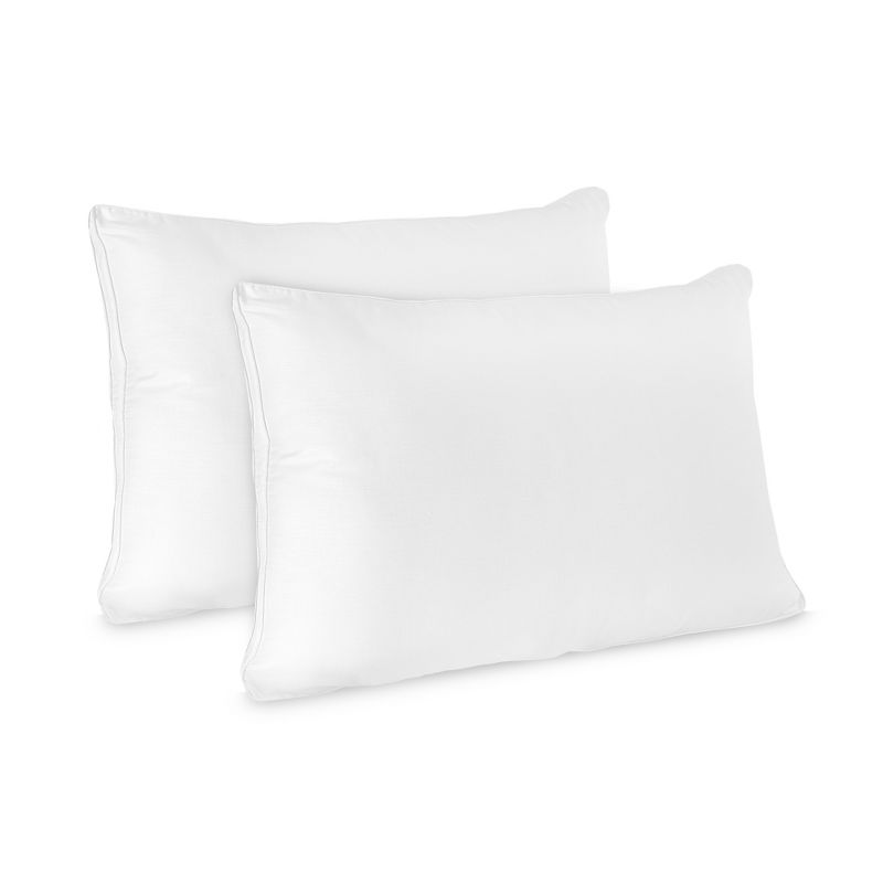 SensorPEDIC Low Profile Hypoallergenic Flat Fiber Filled Jumbo Bed Pillow - 2 Pack