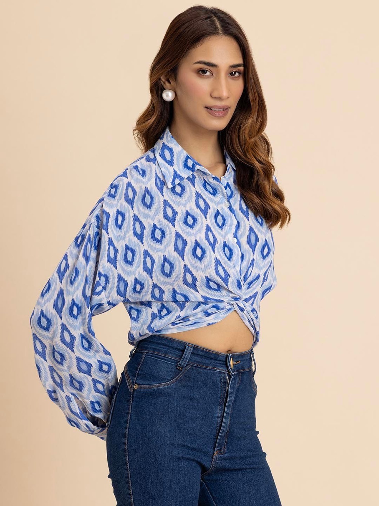 Moomaya Blue Printed Shirt