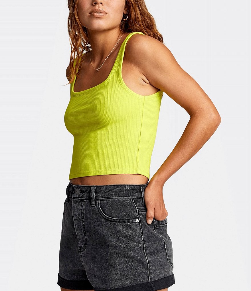 RVCA Concourse Sleeveless Cropped Rib-Knit Tank Top