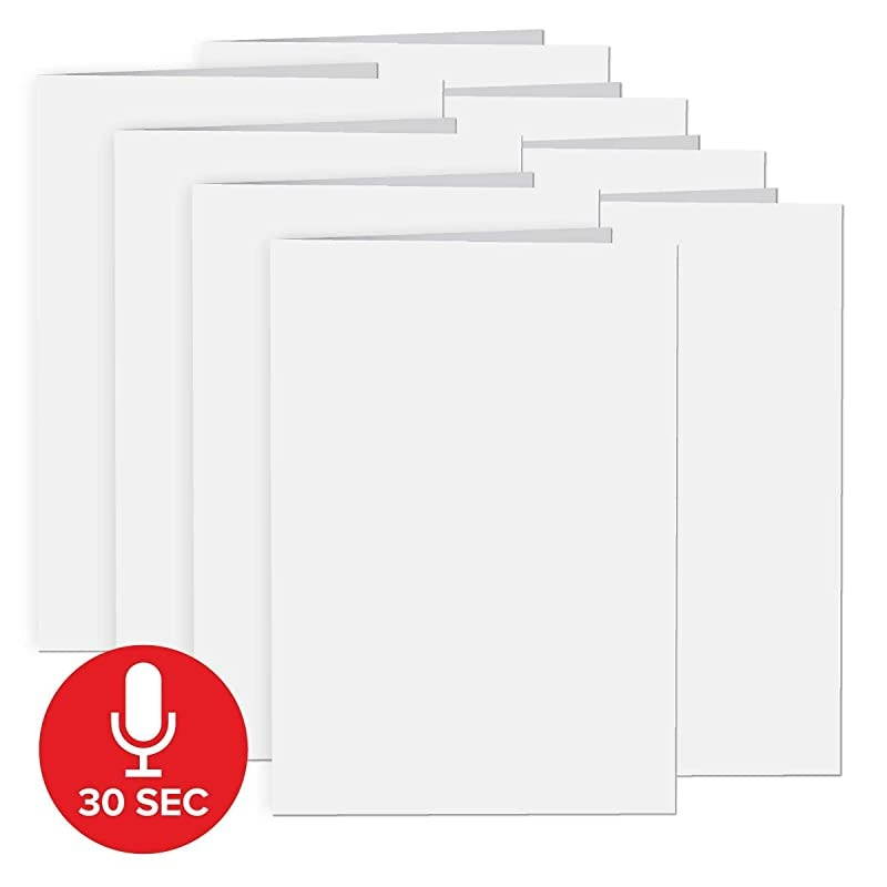 8 Pack,  30 Second Recordable DIY Greeting Card, Voice Recorder Module, Blank White/Apply Custom Design Artwork