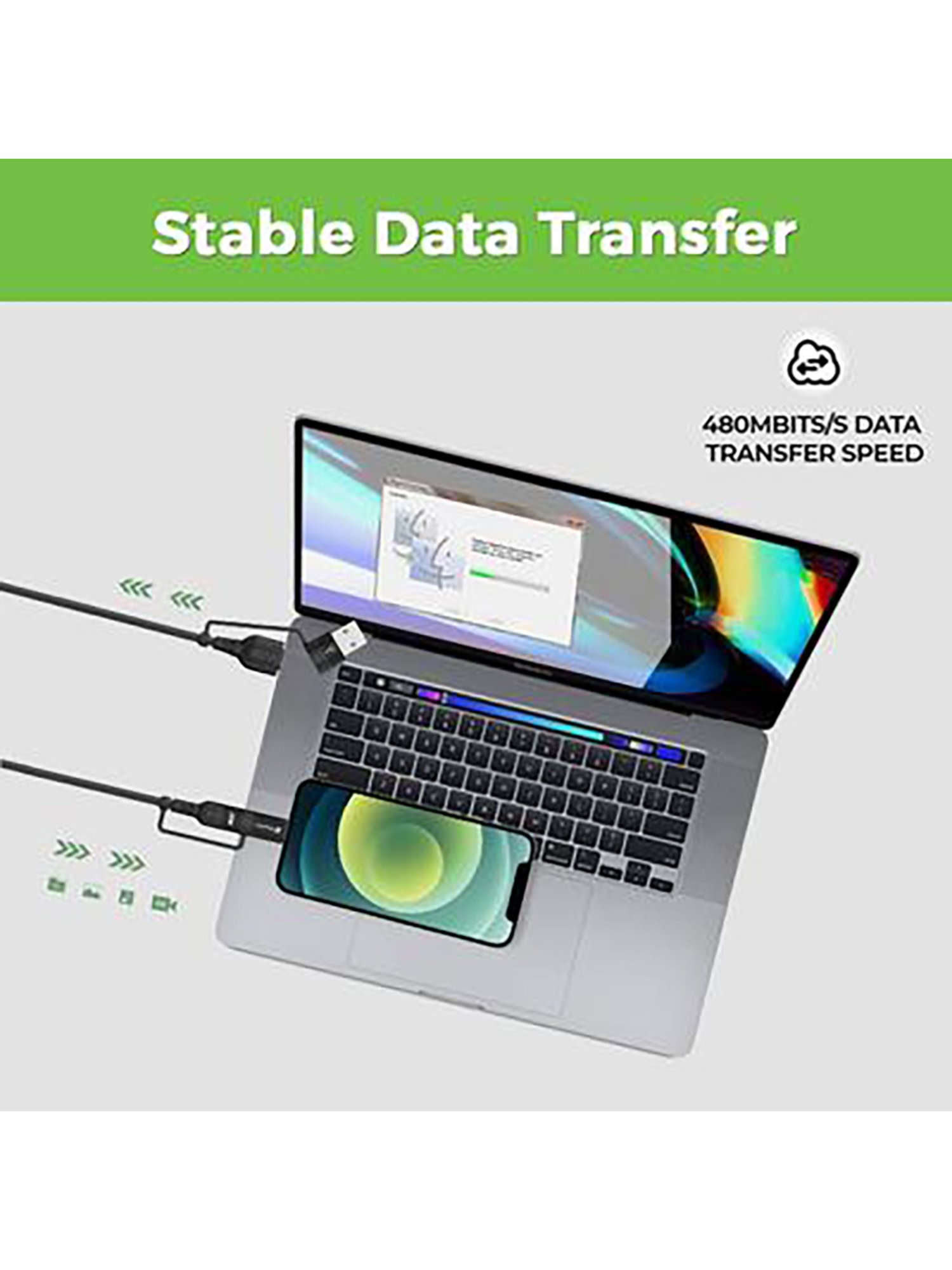 ULTRAPROLINK Quadlink UL1055 4 in 1 65W PD 1.2M Charging Cable (Black)