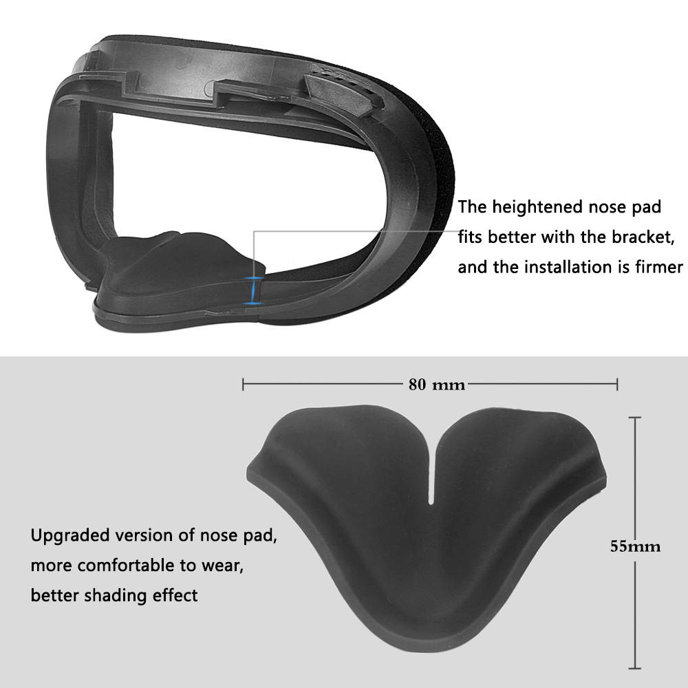 Upgrade Facial Interface Bracket & Protein Leather Foam Face Cover Pad & Lens Cover Silicone Anti-Leakage Nose Pad for Oculus Quest 2 Accessories Set 4 in 1
