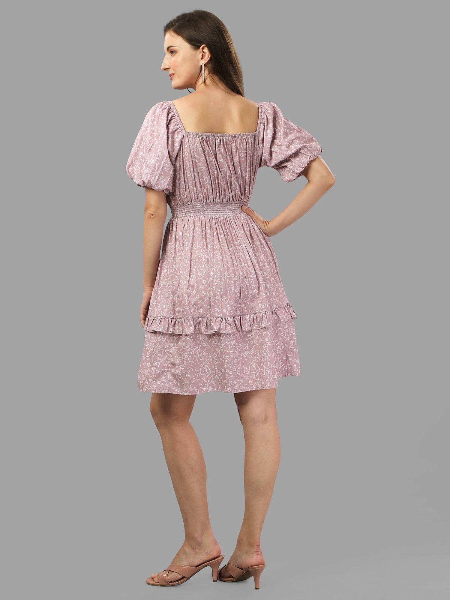 MASAKALI.CO Dusty Pink Printed Fit & Flare Dress