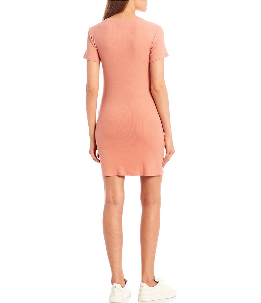 Copper Key Ribbed Short Sleeve Dress
