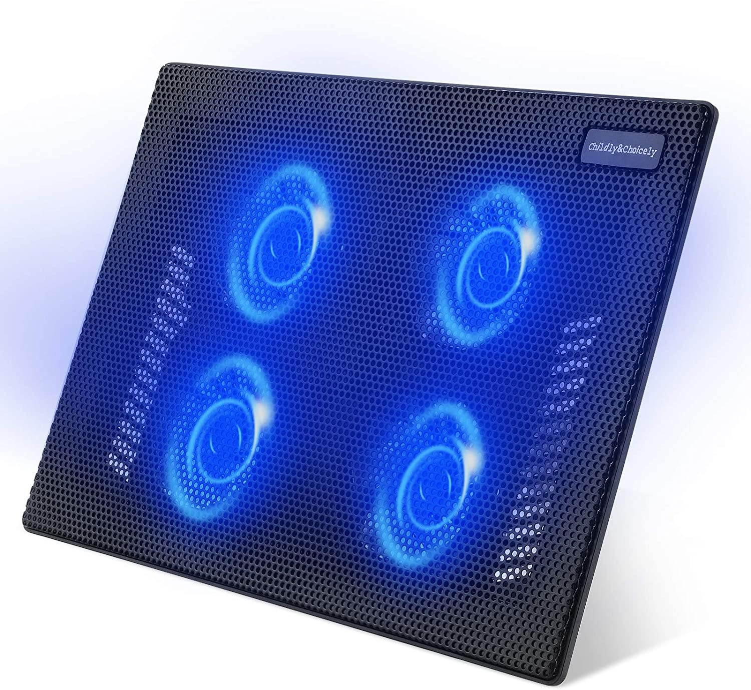 RGB Laptop Cooling Pad with 6 Quiet LED Fans 5 Heights Adjustable and Phone Stand, Dual USB Ports Gaming Laptop Cooler for 11"-18" Gaming Laptops (Blue)