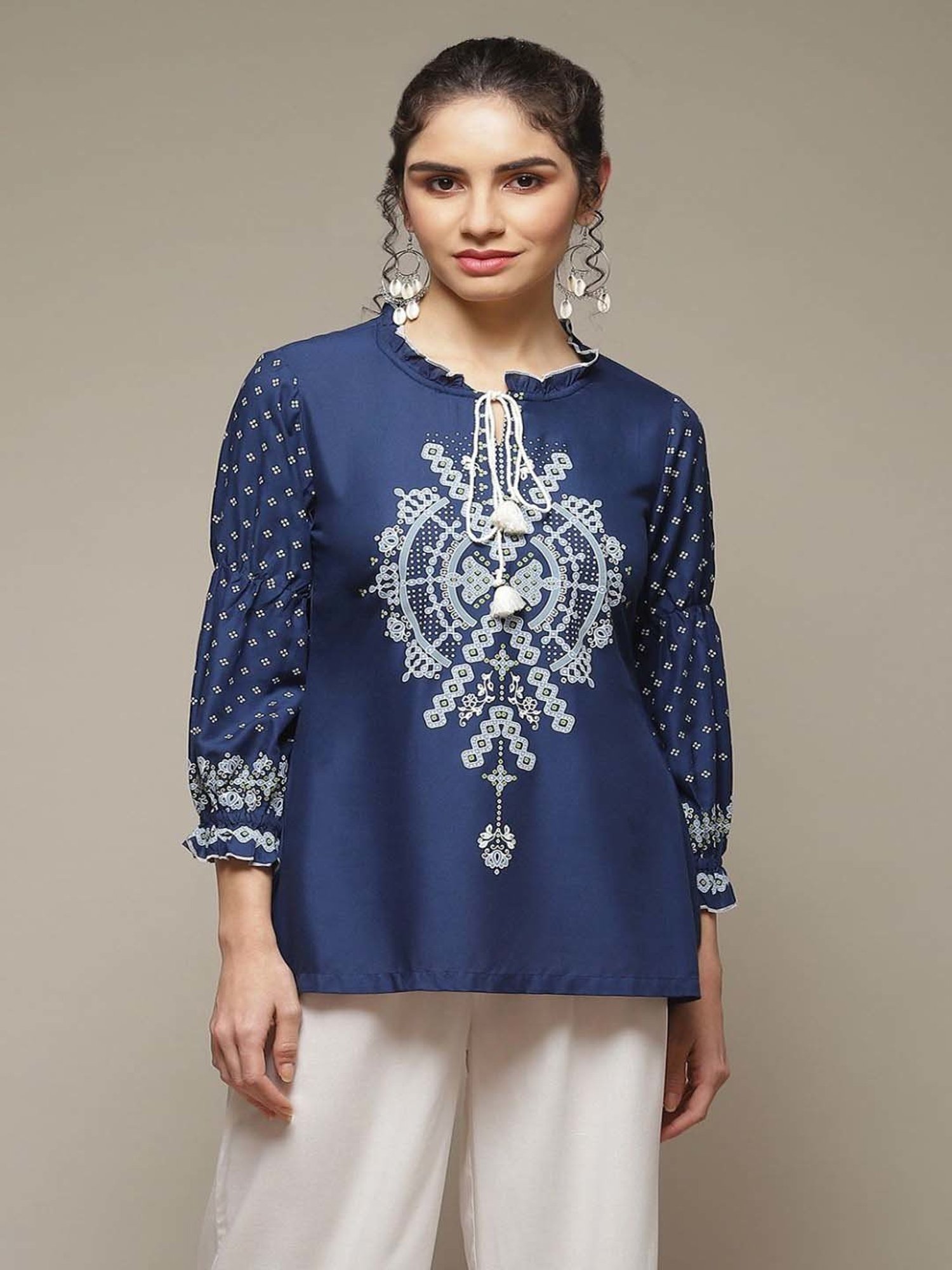 Rangriti Blue Printed Top