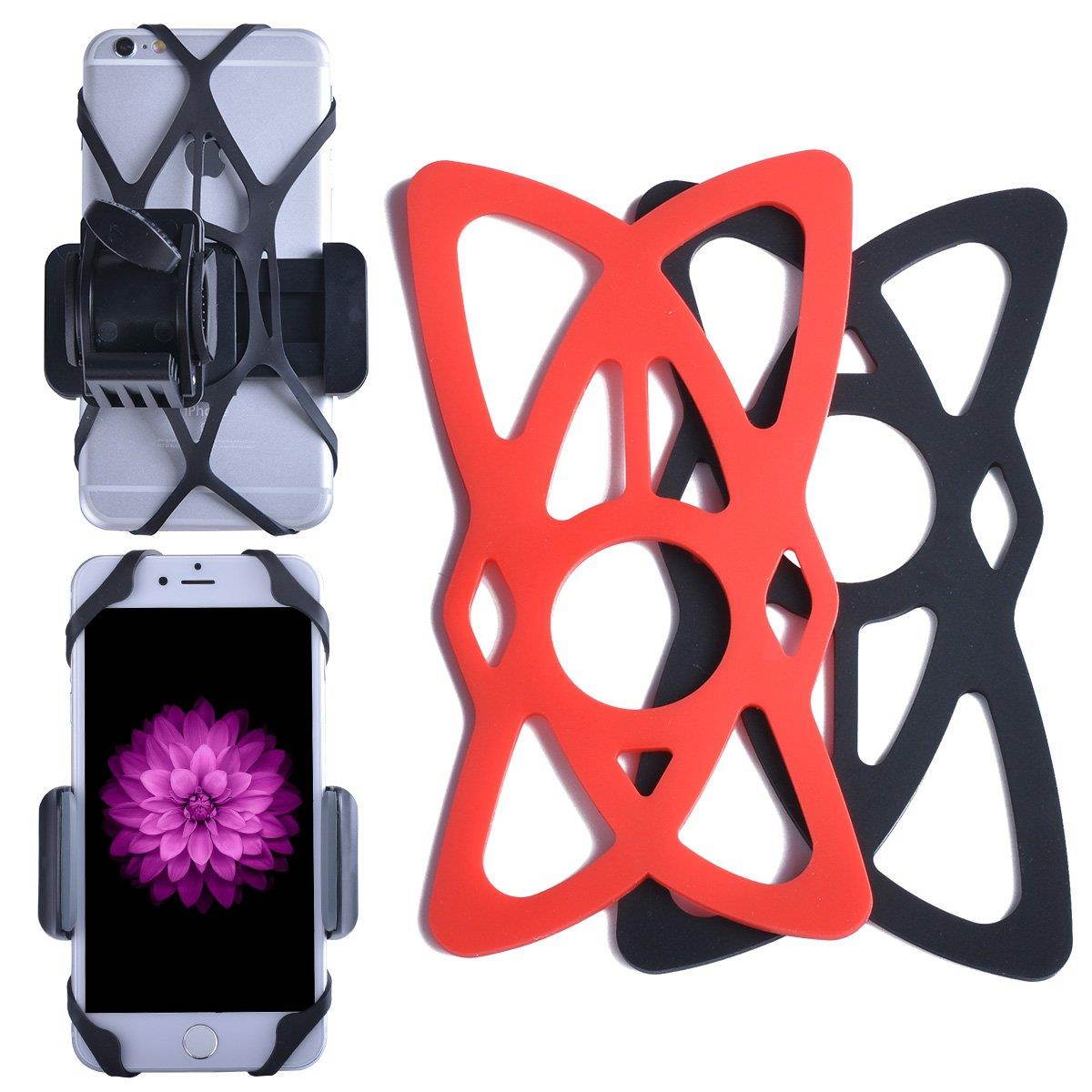 Cell Phone Bike Mount, Shackle Universal Cradle Clamp for iOS Android Smartphone GPS other Devices, 360 Degrees Rotatable, 3xSilicon Straps