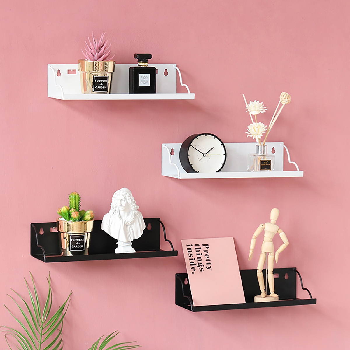 Floating Rack Shelf Wall Mount Book Storage Wooden Hanging DIY Display Decorations White
