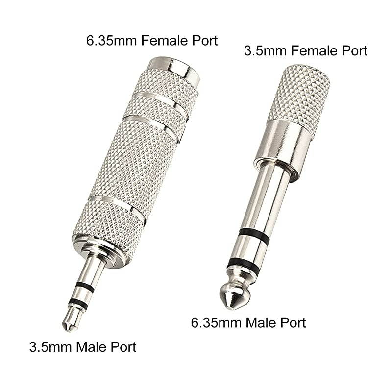 4 Pieces Headphone Adapter 635 mm 14 Inch Male to 35 mm Female and Audio Stereo Plug 35 mm Male to 635 mm 14 Inch Female