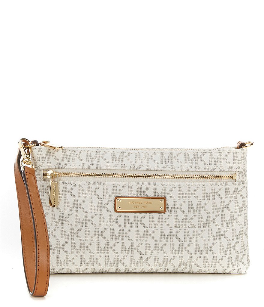 Michael Kors Zebra Signature Jet Set Double Zip Wristlet