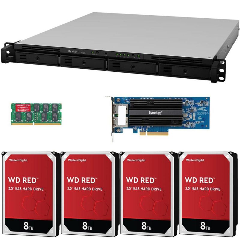Synology RS820+ 4-Bay RackStation NAS with Synology 10Gb Adapter 32TB (4x8TB) of Western Digital RED NAS Drives Fully Assembled Tested By CustomTechSales