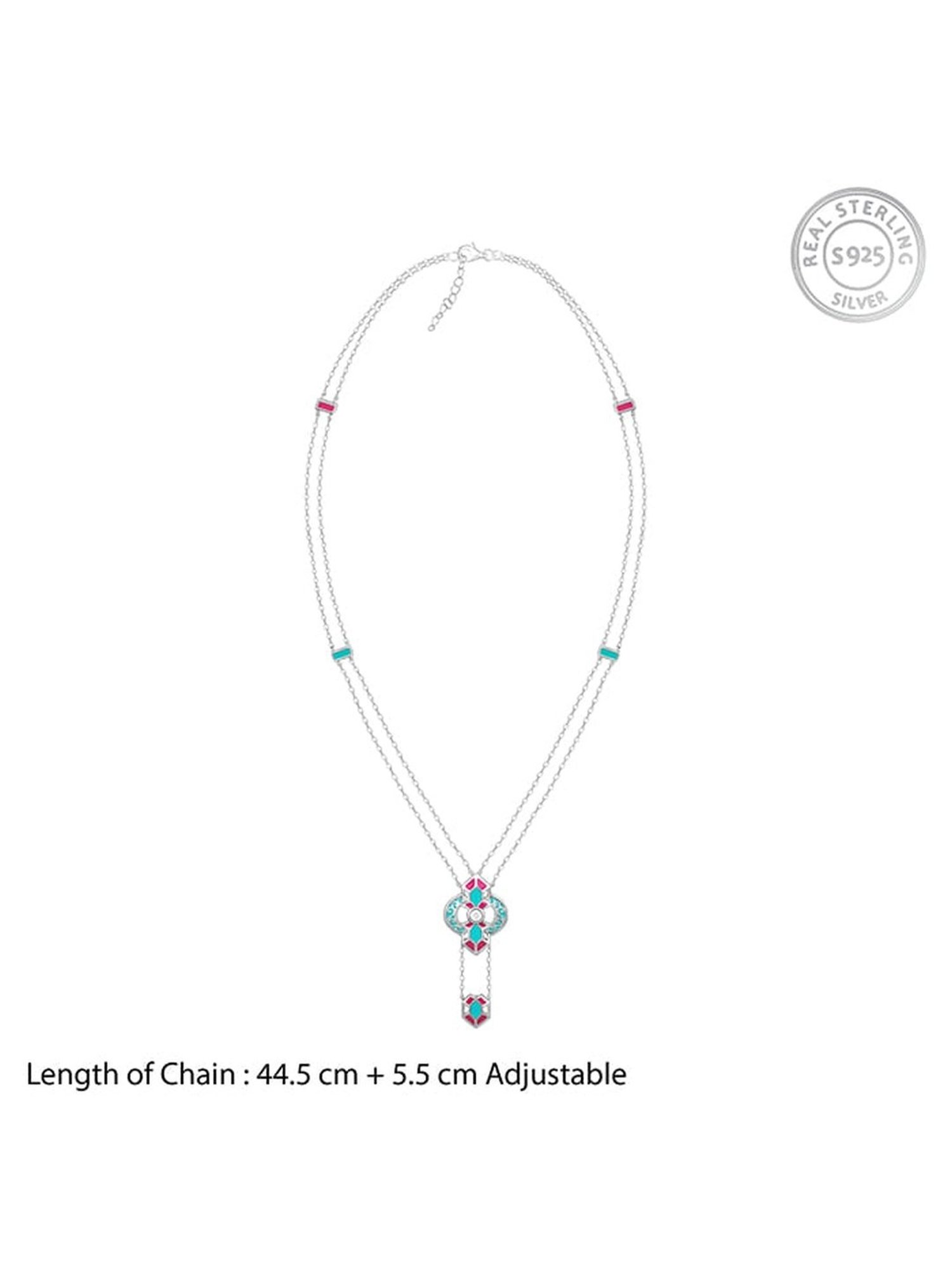 GIVA 92.5 Oxidized Silver Quatrefoil Necklace