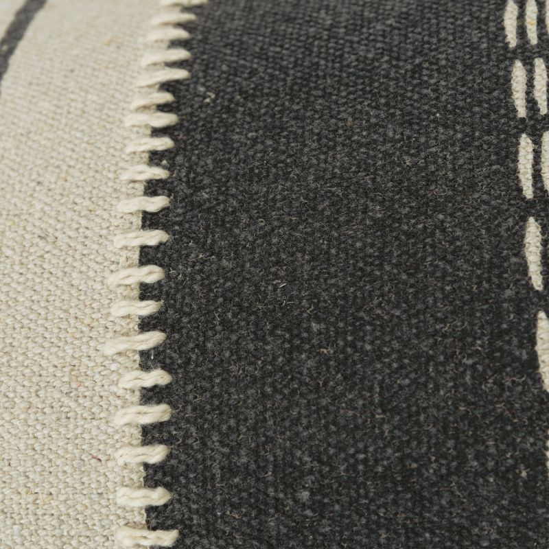 14"x26" Oversized Poly-Filled Striped Lumbar Throw Pillow Gray/Cream - Donny Osmond Home