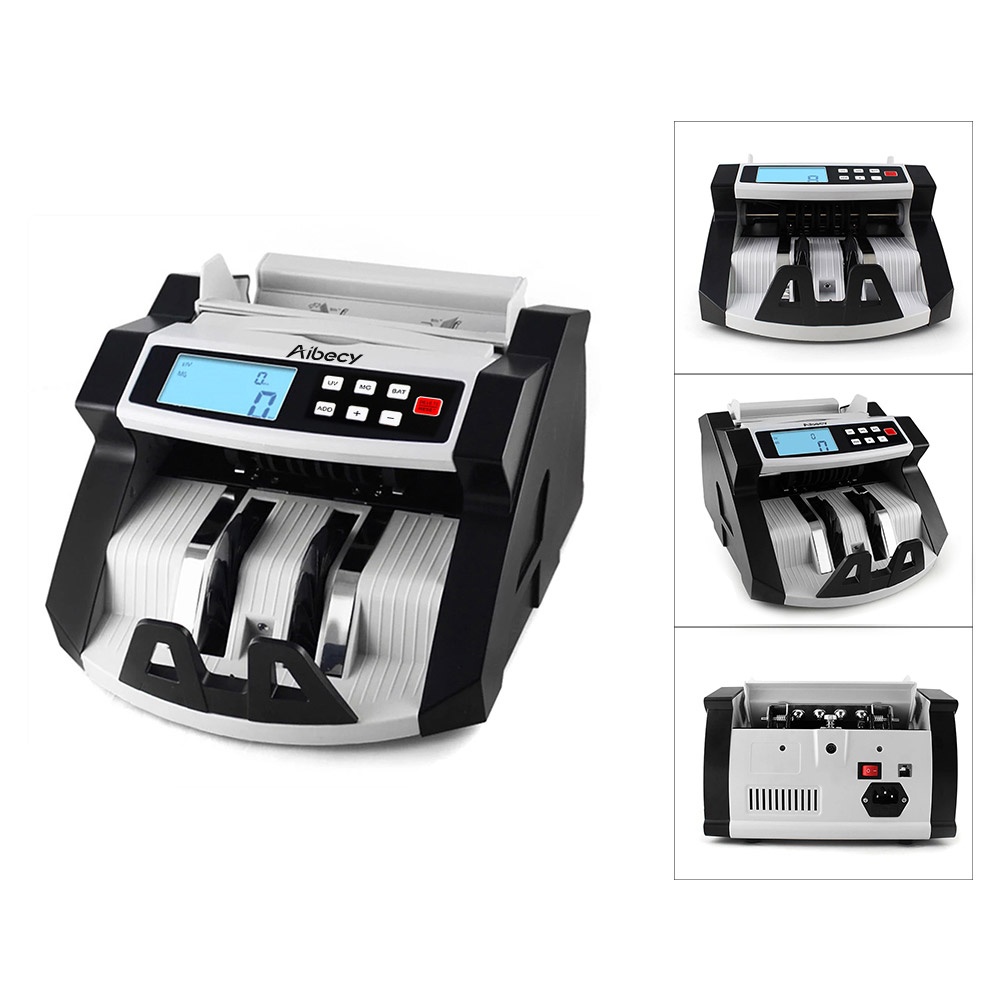 Aibecy Automatic Multi-Currency Cash Banknote Money Bill Counter Counting Machine LCD Display with UV MG Counterfeit Detector for EURO US Dollar AUD Pound