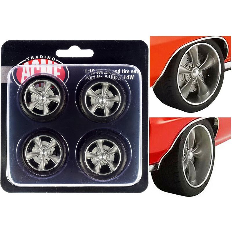 Street Fighter Torque Thrust Wheel and Tire Set of 4 pieces from "1970 Pontiac GTO Street Fighter "The Prosecutor" 1/18 by ACME