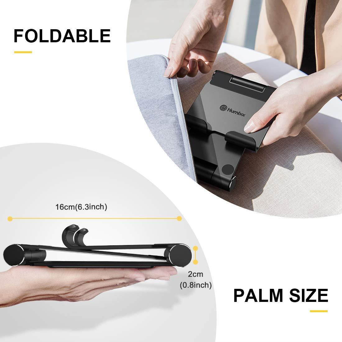 Humixx Tablet Stand, Dual Adjustable Phone Stand [Sturdy No-Slip/Shaking] Foldable Holder Dock Compatible with iPad Pro 12.9 Mini Air Samsung Galaxy Kindle Fire Nintendo Switch Pad 4-13 Inch Tablets