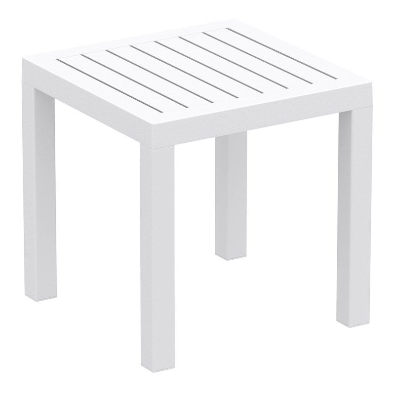 Ocean Square Resin Patio Side Table in White - Compamia
