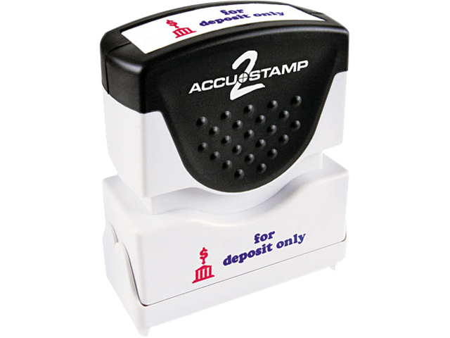 Accustamp2 035523 Accustamp2 Shutter Stamp with Microban, Red/Blue, FOR DEPOSIT ONLY, 1 5/8 x 1/2