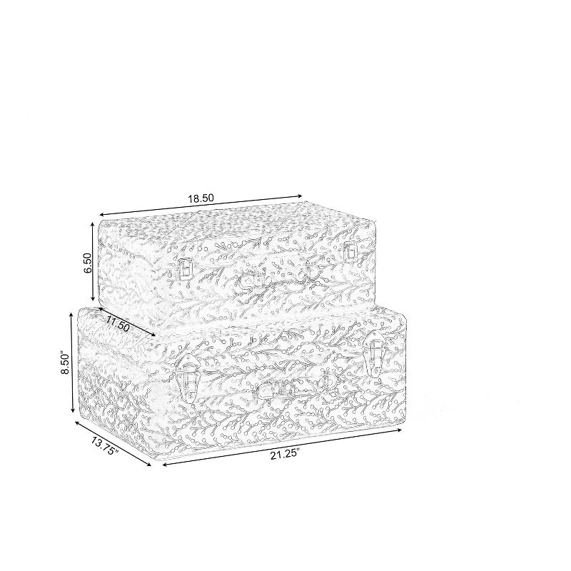 Vintiquewise Decorative Tufted Velvet Suitcase Treasure Chest Set of 2, Brown