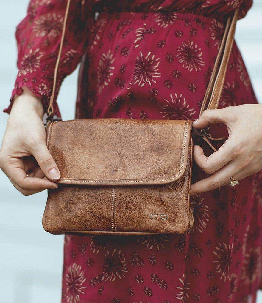Bed Stu Ziggy Flap Closure Tanned Leather Crossbody Bag