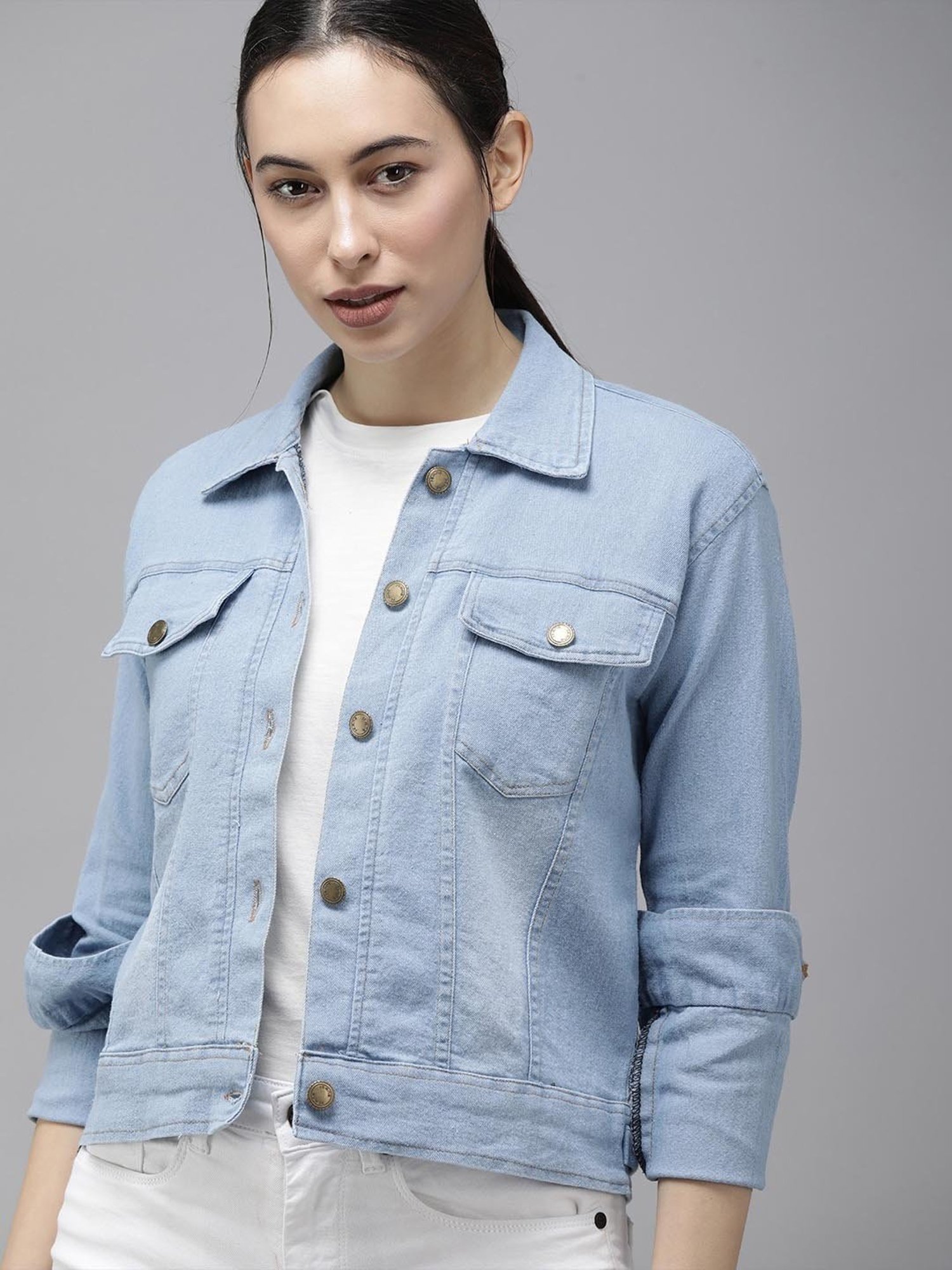 VOXATI Blue Regular Fit Denim Jacket