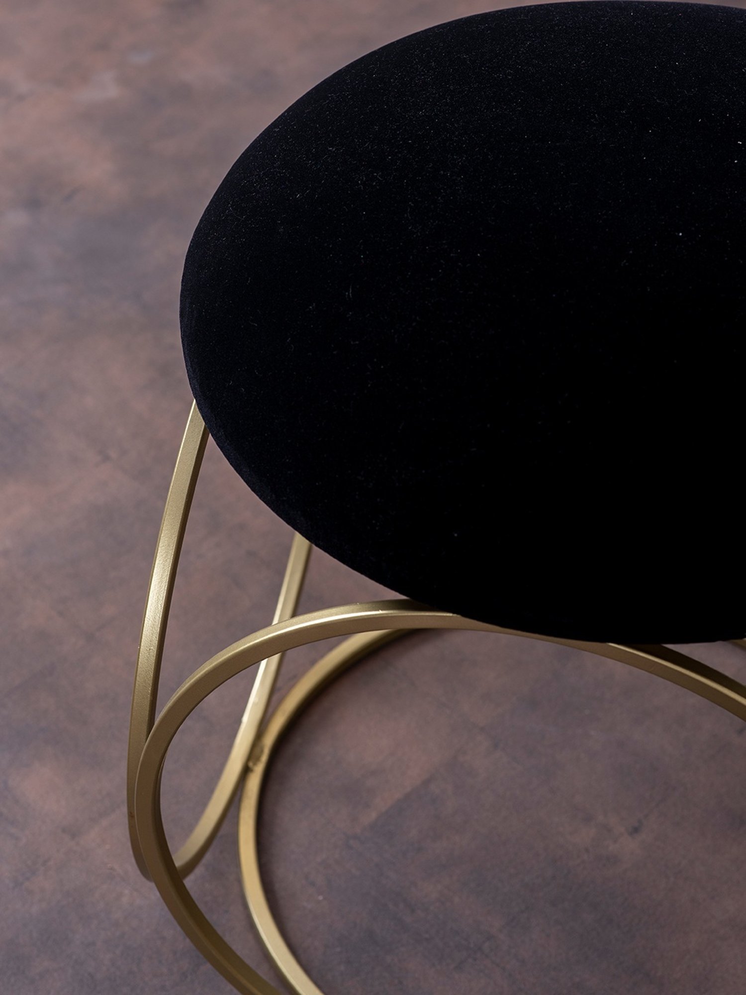 Nestroots Solid Black Velvet Puffy Pouffes Foot Stool Ottoman