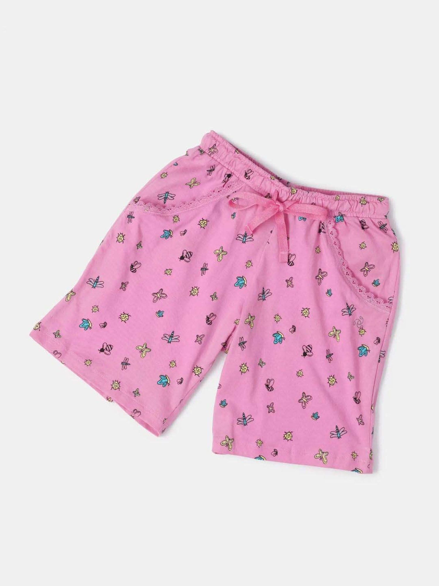 Jockey Kids Pink Cotton Printed Shorts