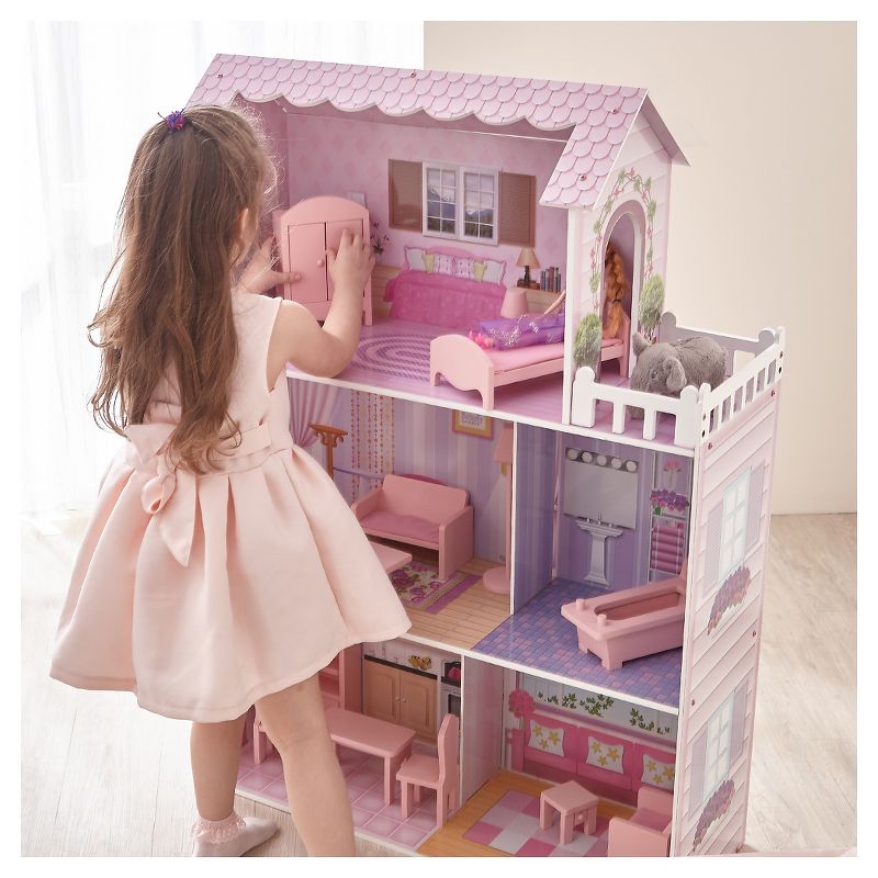 Teamson Kids Fancy Mansion Doll House With 13pcs Furniture