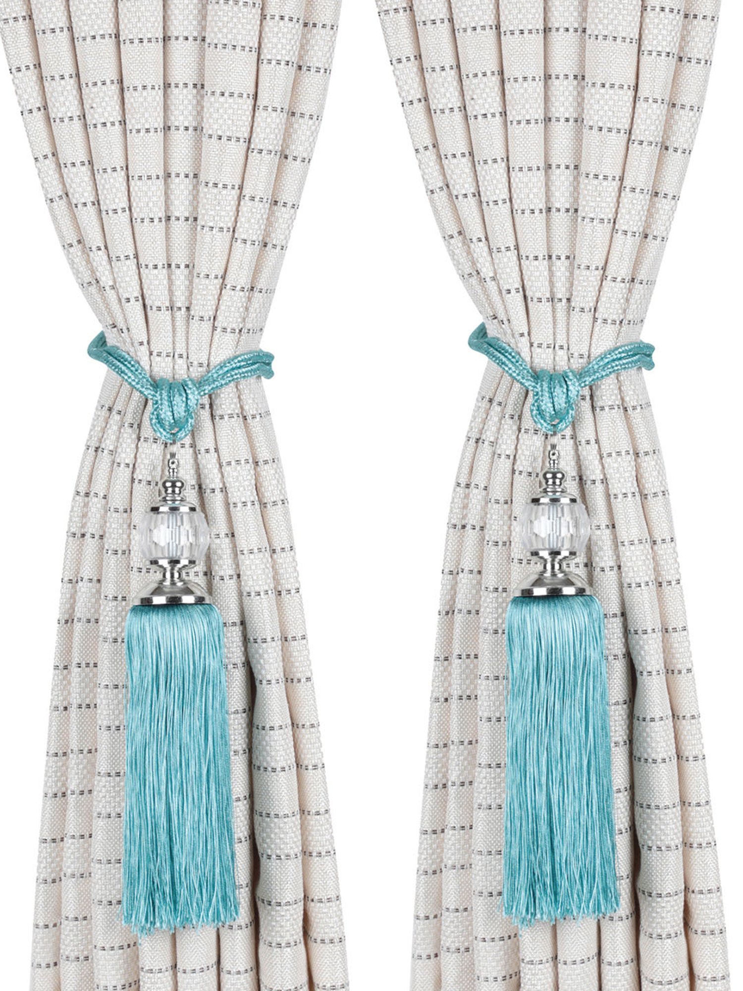 Romee Blue Polyester Solid Curtain Tie and Hold Backs