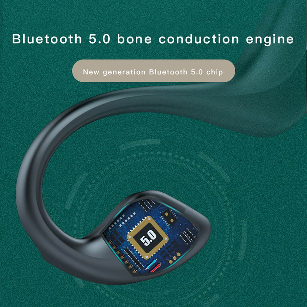 G100 Bone Conduction Bluetooth 5.0 Headset Wireless Headphones Outdoor Waterproof Sport Headset with Microphone for All Phone (Black)