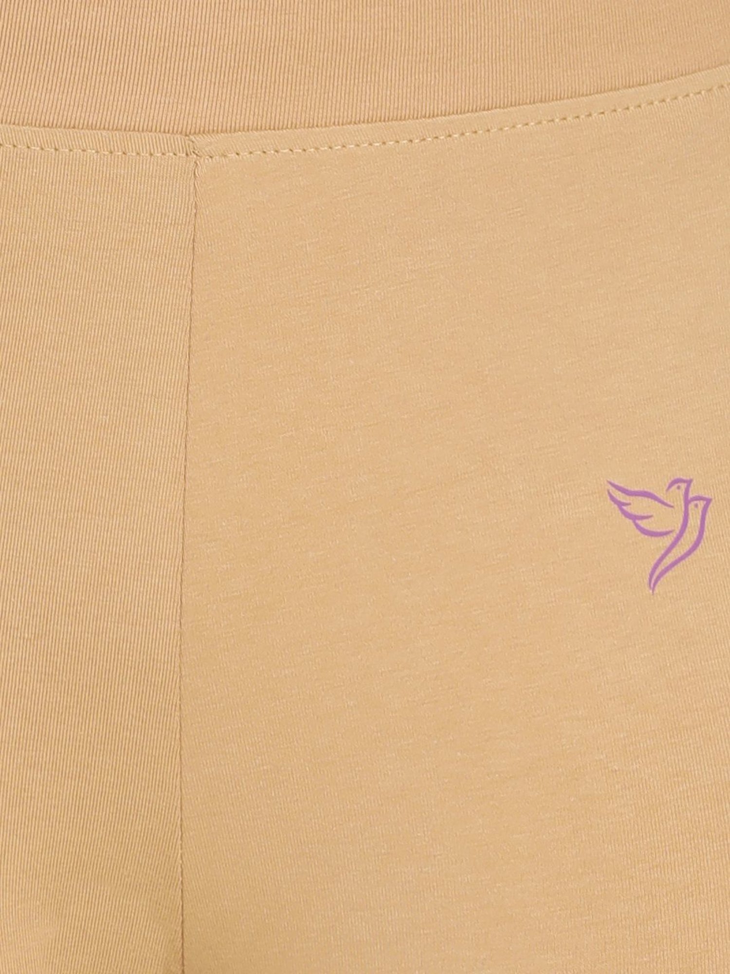 TWIN BIRDS Beige Cotton Full Length Leggings