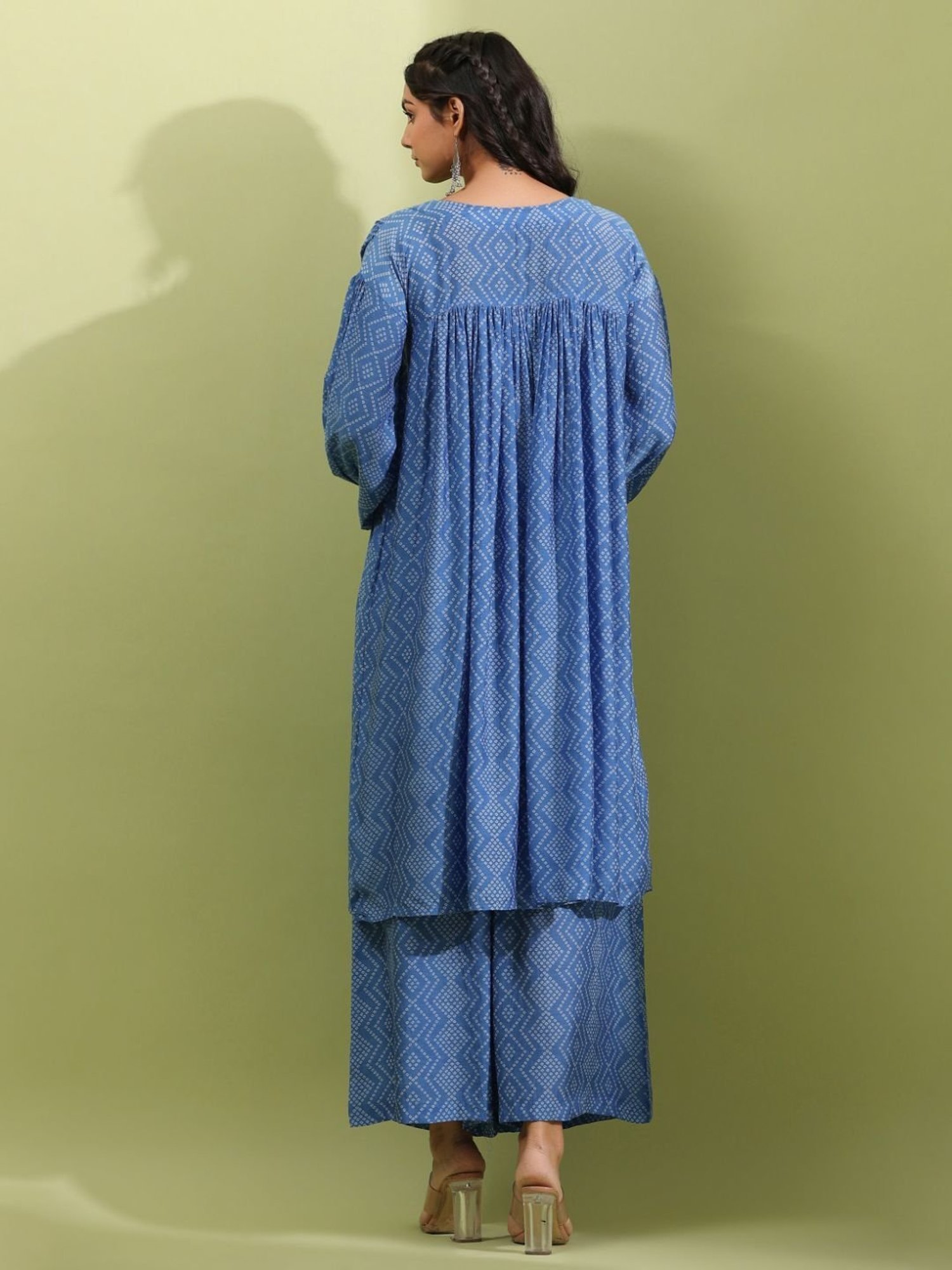Autumnlane Darly Azure Muslin Work Kurta With Palazzos