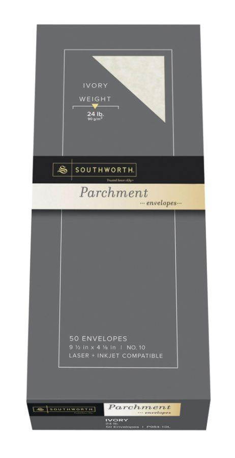 Southworth(R) Fine Parchment Envelopes, #10 (4 1/8in. x 9 1/2in.), Ivory, Pack Of 50