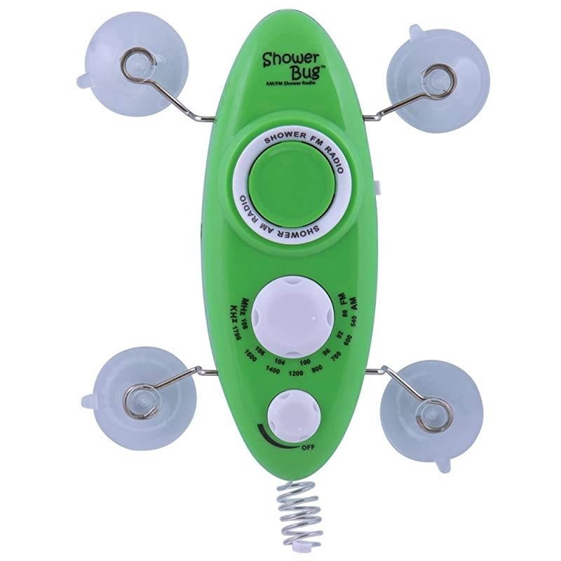 Water Resistant AMFM Shower Bug Shower Radio Green