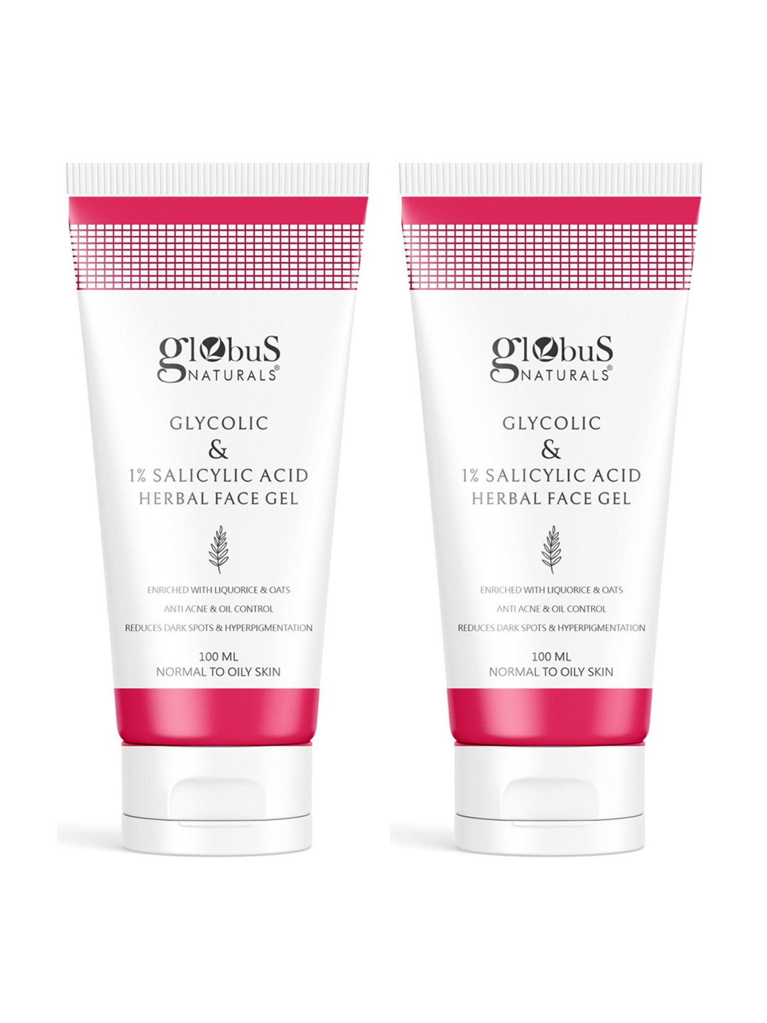 Globus Naturals Glycolic & 1% Salicylic Acid Herbal Face Gel - Pack of 2