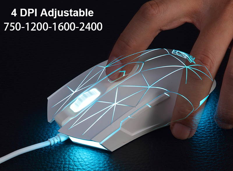 UrChoiceLtd&reg;USB Wired Mouse RGB Optical Ergonomics 7-Key 2400DPI Crack Athletics Gaming Mouse Laptop PC Computer Mouse