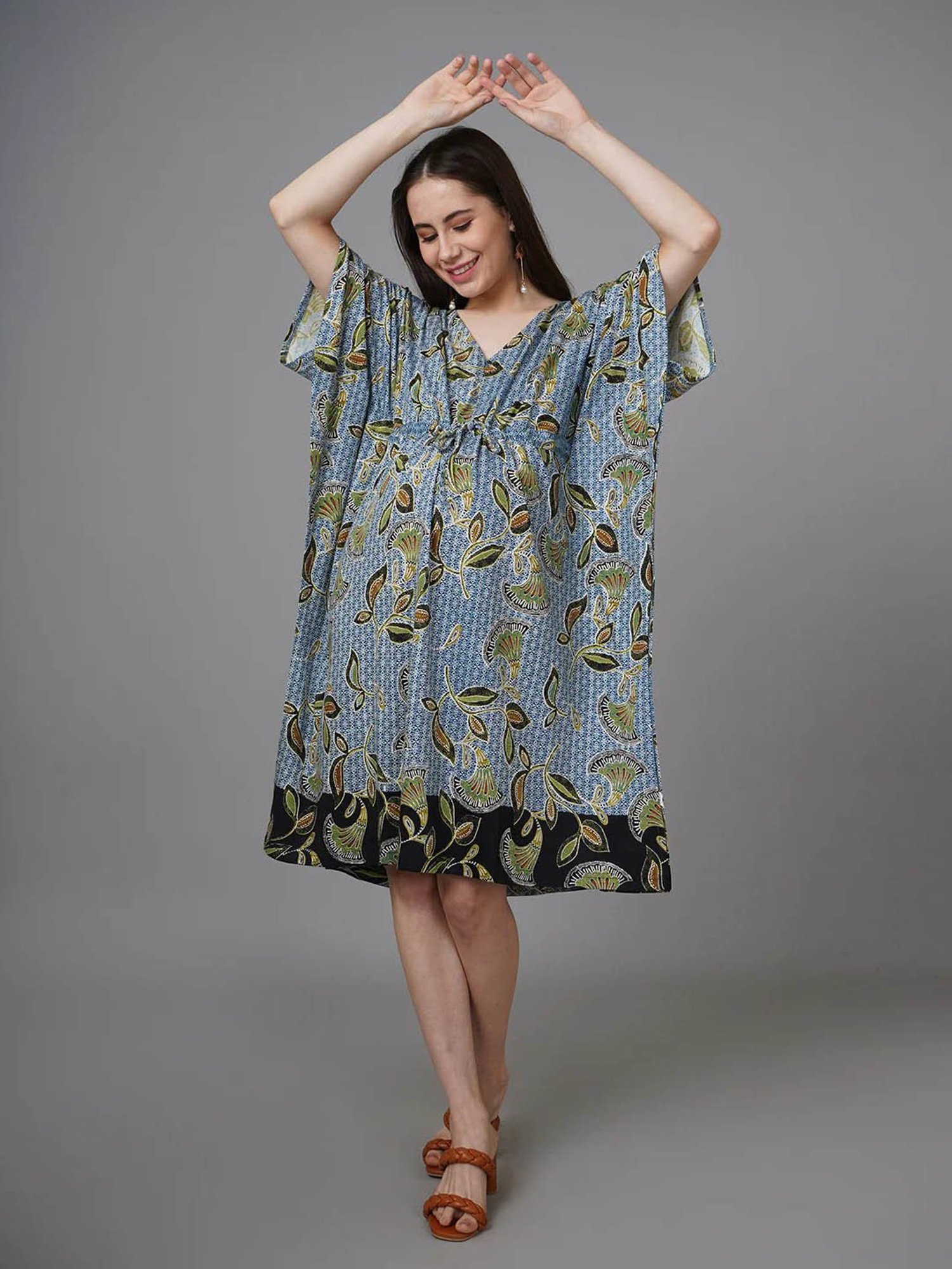 The Mom Store Multicolor Cotton Printed Maternity Kaftan