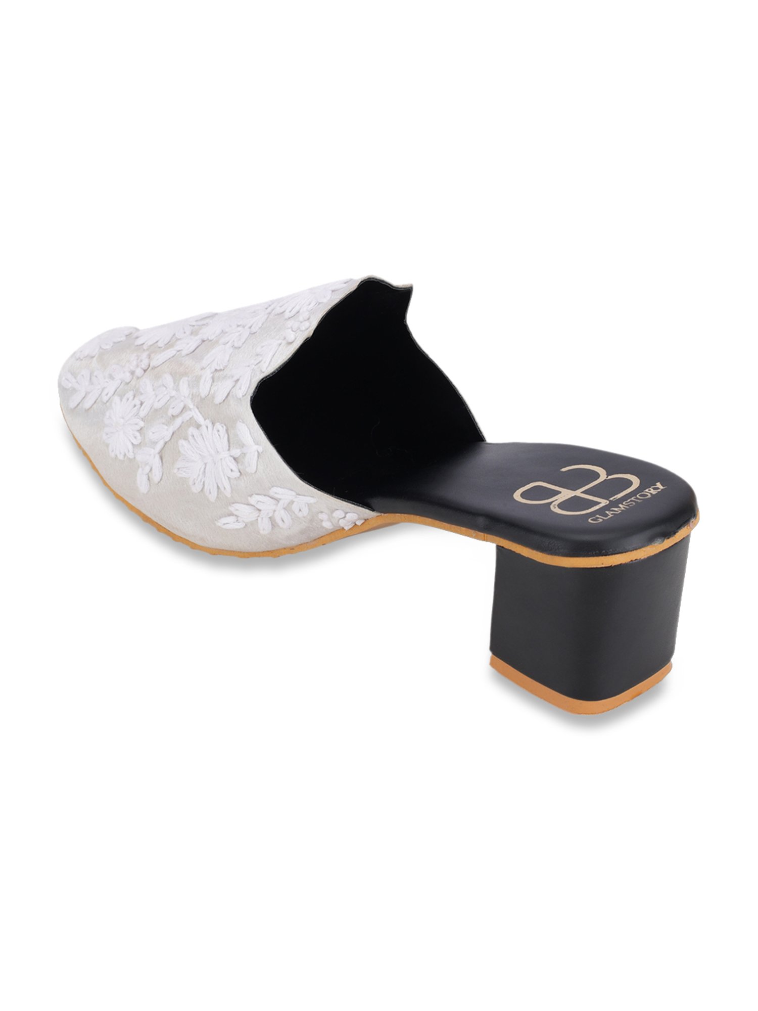 Glam Story Women's Masakali White Mule Shoes