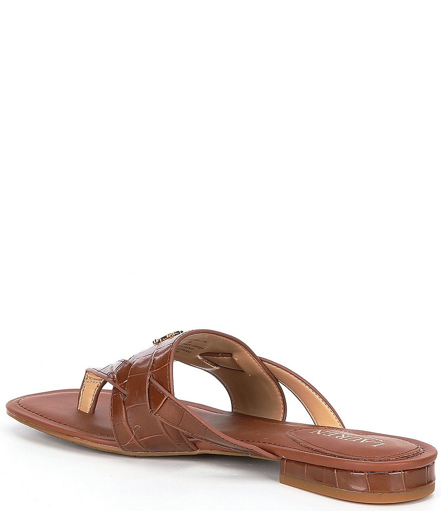 Lauren Ralph Lauren Rosalind Croco Embossed Leather Sandals