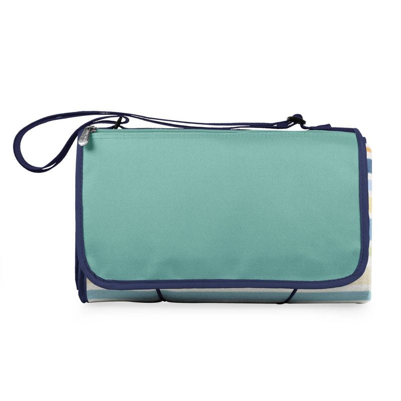 Oniva Blanket Tote Outdoor St. Tropez Collection Picnic Blanket - Sky Blue with Multi Stripe Pattern